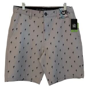 360 Surf Hybrid Gray Flamingo Shorts‎ NWT Size 32